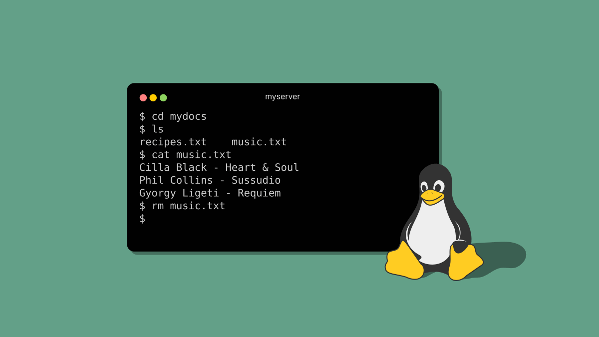 Linux penguin in front of a terminal window